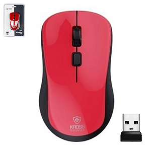 Mouse Óptico Sem Fio, 1.600 DPI, Vermelho - Kross KE-M218