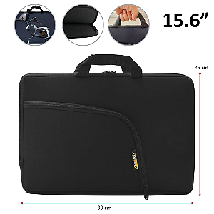 Capa Case Maleta para Notebook até 15.6" com Bolso, Preto - Compacto Capas