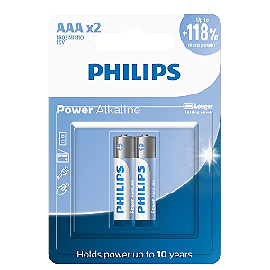 Pilha Alcalina AAA (Palito) 1.5V Com 2 unidades - Philips LR03P2B/59