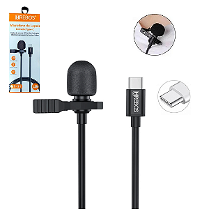 Microfone de Lapela Para Celular Tipo C Com Fio, 1.5 Metros - Hrebos HS-31
