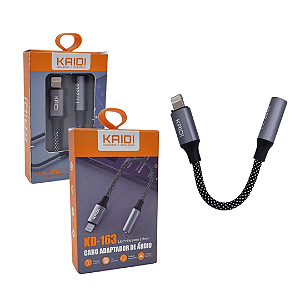 Adaptador de iPhone Lightning Para P2 (Fêmea), Flexível em Malha - Kaidi KD-163