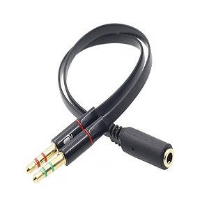 Cabo Adaptador de Áudio P2 (Fêmea) para 2 P2 (Macho) 3.5mm - Verde
