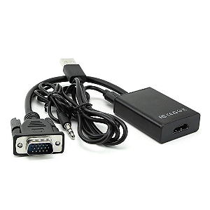 Adaptador Conversor VGA para HDMI com Saída de Áudio P2