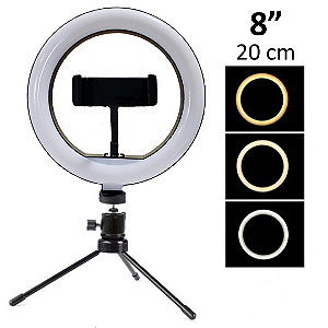 Iluminador Ring Light 8 Polegadas 20cm Com Mini Tripé - Oberon OR-PL812