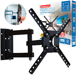 Suporte Articulado de Parede para TVs de 10" a 60", Carga Max. 30Kg - Brasforma BRA4.0