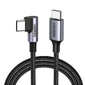 Cabo Tipo C Para Tipo C Curvo 90° com 1 Metro, 60W, Tecido Trançado - Ugreen US255