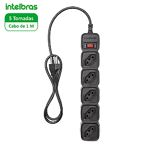 Filtro de Linha Extensão Elétrica Com 5 Tomadas e Cabo 1 M, Preto - Intelbras EPE 205