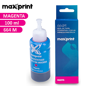 Tinta de Impressora Epson 664 Magenta Compatível L100 L110 L120 L200 L210 L220 L300 L310 L350 L355 L360 L365 L375 L380 L395 L396 L455 L475 L495 L550 L555 L565 L575 L1300 L606 L656 L1455 - Maxprint