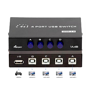 Switch Para Compartilhar Impressora USB 4 Portas - Knup KP-SW102