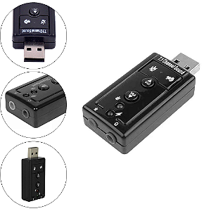 Placa de Som USB, Adaptador Áudio 7.1 Para P2, Pc, Notebook - Knup HB-T64
