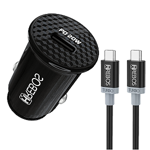 Carregador para Carro com 1 Saídas Tipo C 20w e Cabo Tipo C - Hrebos HS-353C