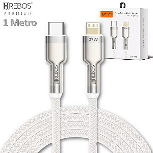 Cabo de Carregamento Tipo C Para iPhone 27W Metal Waves com 1 M - Hrebos CB-351i