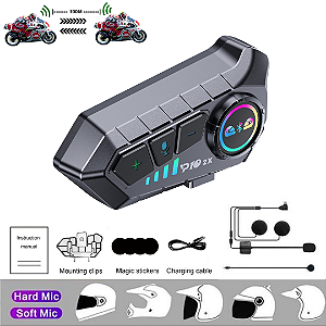 Intercomunicador de Capacete YP10 Sem Fio até 300M 2.4GHz Bluetooth 5.3 IP67 À Prova d'Água
