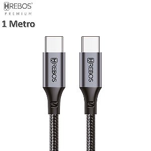 Cabo Tipo C Para Tipo C 100W com 1 Metro, Preto - Hrebos CB-351C