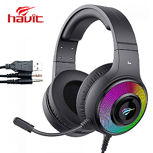 Headset Gamer Conexão 2xP2 + USB RGB, 3.5mm, Drivers de 50mm, Preto - Havit H2042D