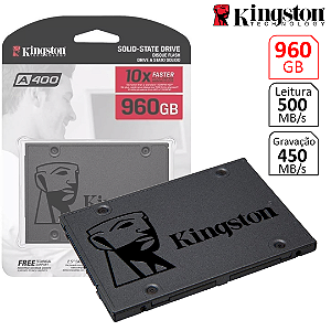 SSD 960GB SATA III 2.5", até 500MB/s para leitura e 450MB/s para gravação - Kingston SA400S37/960G