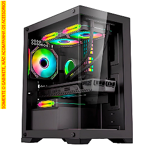 Gabinete Gamer Tipo Mini Aquário com Lateral em Vidro, Preto (Sem Fan) - MetalRed M6 Nebula