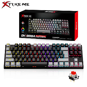 Teclado Mecânico Gamer Switch Vermelho, Iluminação Led RGB, Padrão Americano ANSI, Preto - Xtrike Me GK-989B