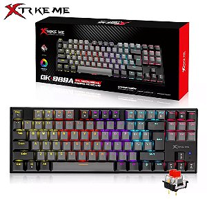 Teclado Mecânico Gamer Switch Vermelho, Iluminação Led RGB, Padrão Americano ANSI, Preto - Xtrike Me GK-989A