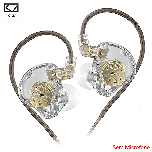 Fone de Ouvido de Retorno de Palco KZ EDX Lite In-Ear (Sem Microfone e Cabo Removível), Transparente