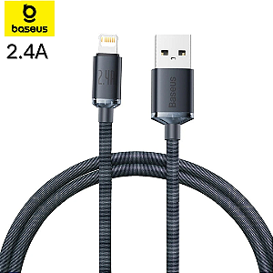 Cabo de Carregamento para iPhone e iPad 2.4A com 1.2 metros, Nylon Trançado, Preto - Baseus