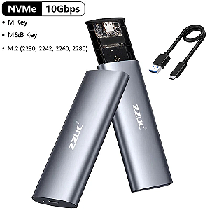 Case Gaveta SSD M.2 NVMe e NGFF (SATA) USB-C 3.1, 10Gbps - Utai m.6