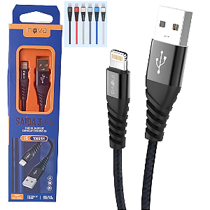 Cabo de Carregamento para iPhone 3.4A com 1 Metro, Trançado - Inova MD-6010