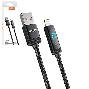 Cabo de Carregamento para iPhone 12W com 1 Metro e Display LED, Trançado - Kaidi KD-104A