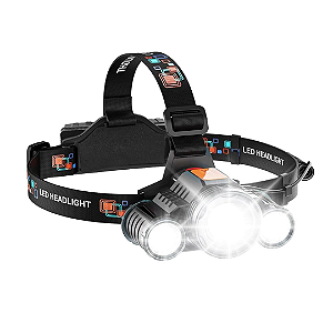 Lanterna de Cabeça Led Recarregável com 2000 Lumens - Lelong LE-8301