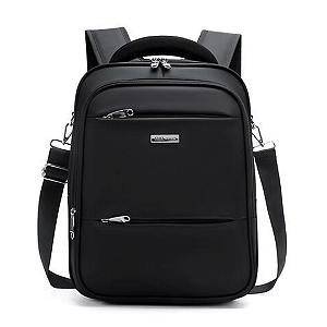Mochila Para Notebook até 14" Unissex à Prova D'Água com Alça, Resistente, Cor Preto - Aco 1505