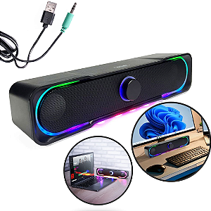 Caixa de Som Gamer Para PC/Notebook 6W Com Led, P2 + USB 2.0 - Knup KP-RO803