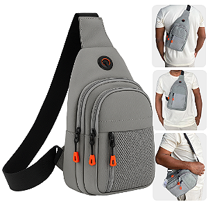 Mini Bolsa Tiracolo Pochete Transversal Ombro Ant Furto Unissex Cor Cinza - A2535