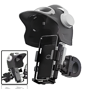 Suporte de Celular para Moto com Capacete, Proteção Solar e Chuva, Preto - Lehmox LEY-2112
