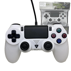 Controle Joystick com Fio para Ps4 e PC, DuploShock4, Branco - Knup KP-GM036