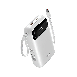Carregador Portátil Power Bank 20.000mAh com Cabo Tipo C e iPhone, 20W PD, Branco - Kaidi KNC-922