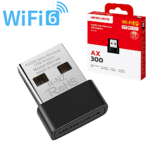 Adaptador USB Wireless Wi-Fi USB Nano 2.4 GHz (287 Mbps) Tecnologia Wi-Fi 6 - Mercusys AX300 MA14N