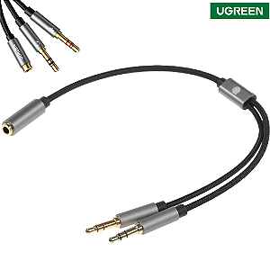 Cabo Adaptador de Áudio P2 (Fêmea) para 2xP2 (Macho) 3.5mm com 20cm - Ugreen AV140