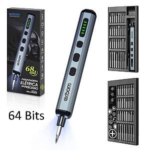 Kit Chave de Precisão Elétrica Recarregável Com 64 Bits Ferramenta Sem Fio - Exbom PRO-CKE6800