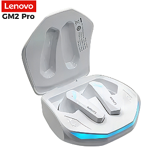 Fone de Ouvido Gamer Bluetooth 5.3, Cancelamento de Ruído e Baixa Latência, Branco - Lenovo GM2 Pro