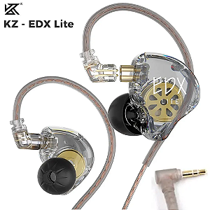 Fone de Ouvido Retorno Palco Dj Músicos, Plug P2, Sem Microfone e Cabo Removível - KZ-EDX Lite
