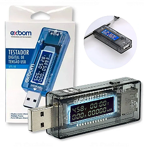 Testador e Medidor de Voltagem e Amperagem para Portas USB - Exbom UTS-10