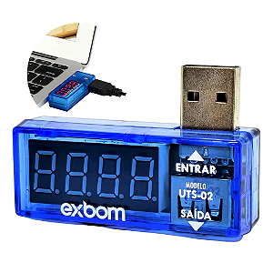 Testador Digital de Tensão Pela Porta USB Medidor Voltagem e Amperagem - Exbom UTS-02