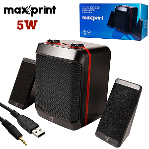 Caixa de Som Para PC/Notebook 5W Sound Master 2.1 Subwoofer - Maxprint