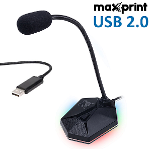 Microfone Condensador com Fio USB 2.0 RGB - Maxprint Max