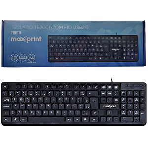 Teclado com Fio ABNT2 com Teclas Flutuantes e Multimídia (FN) - Maxprint TE2001
