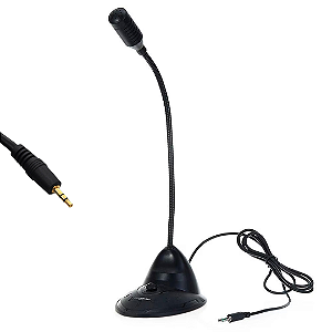 Microfone Condensador de Mesa P2 3.5mm, Preto - Maxprint Stand