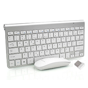Kit Teclado e Mouse Sem Fio, Wireless 2.4Ghz, Ultra Fino, Branco - H'Maston JP102