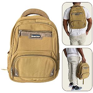 Mochila Para Notebook 13" com 4 Compartimentos, Cor Bege Claro - Hai Power 45-3A