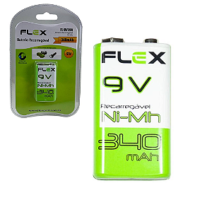 Bateria Recarregável 9V 340mAh - Flex FX-9V/34B1
