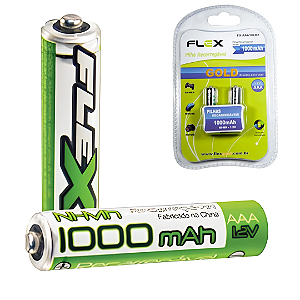 Pilha Recarregável AAA (Palito) Ni-MH 1000mAh com 2 Unid - Flex FX-AAA10LB2